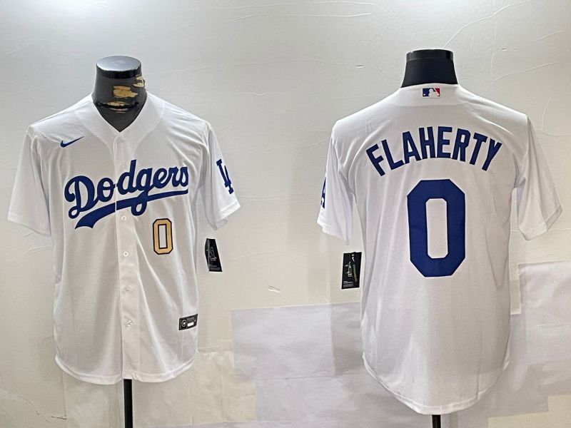Men Los Angeles Dodgers 0 Flaherty White Game 2024 Nike MLB Jersey style 11205